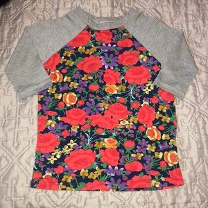 Lularoe Kids Baseball Tee Floral Roses